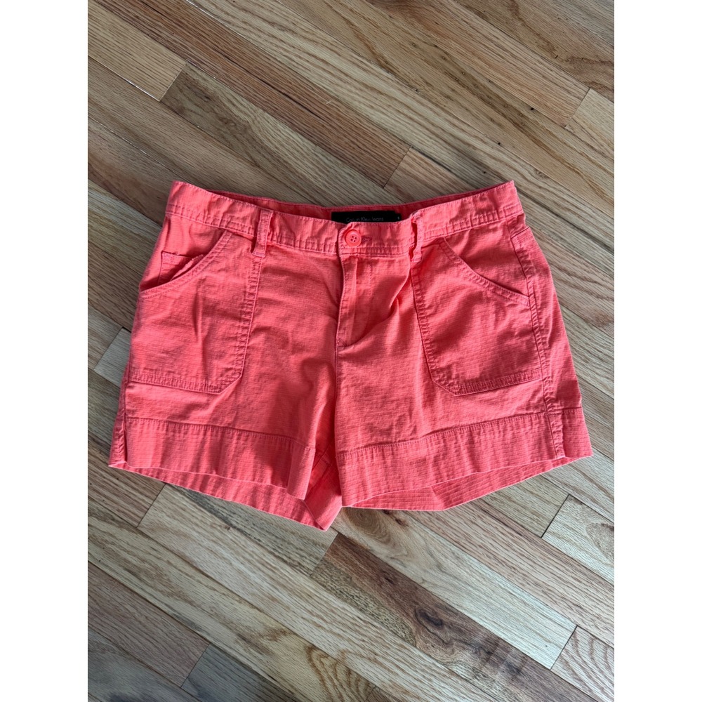 Calvin Klein Woman's Shorts  Coral Orange Slub Cotton Casual Shorts Size 8